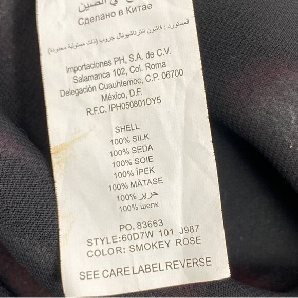 Bebe Printed Silk Chiffon Ruffle Trim Halter Neck Blouse Pink Black XS - Picture 10 of 12